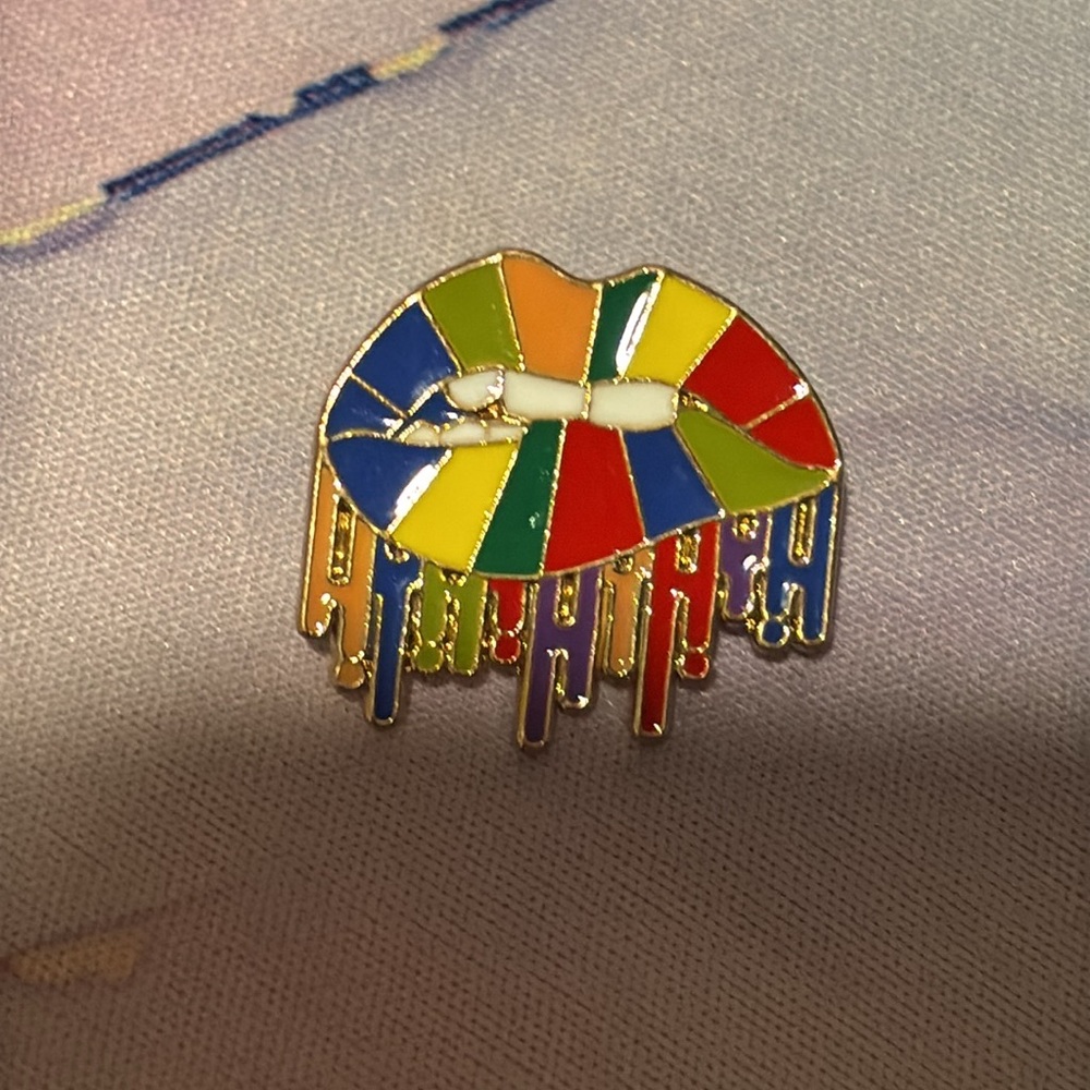 Rainbow Dripping Lips Pride Month Artsy LGTBQ+ Metal & Enamel Pin - Picture 2 of 3
